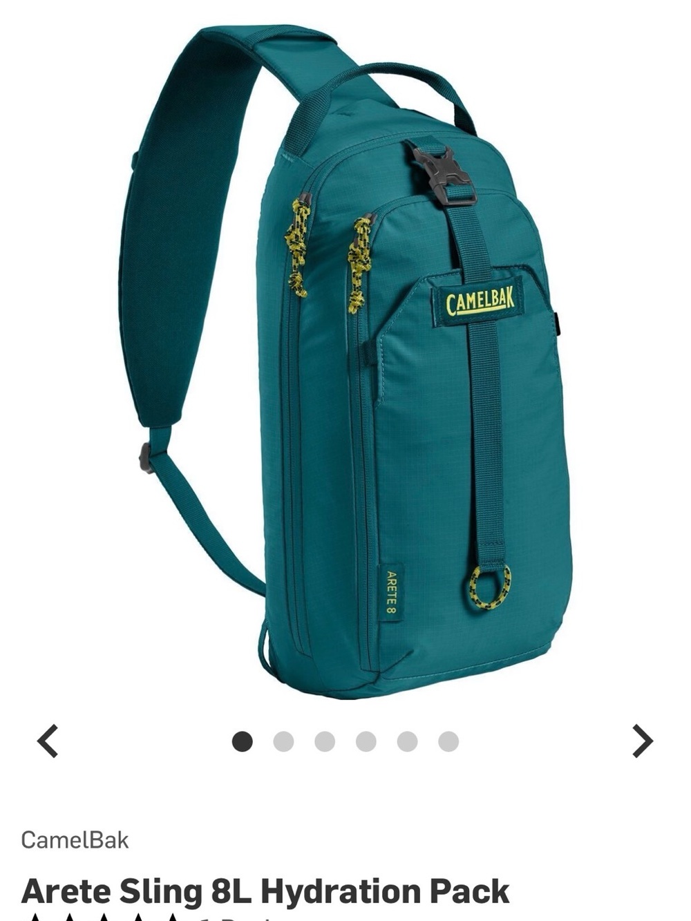 CamelBak Arete 8 Sling Pack in Teal with Lime Accents